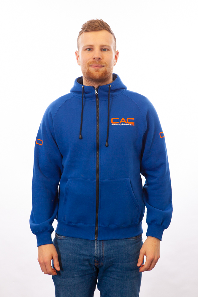 Royal Blue Full Zip CAC Hoody - Climbers Against Cancer